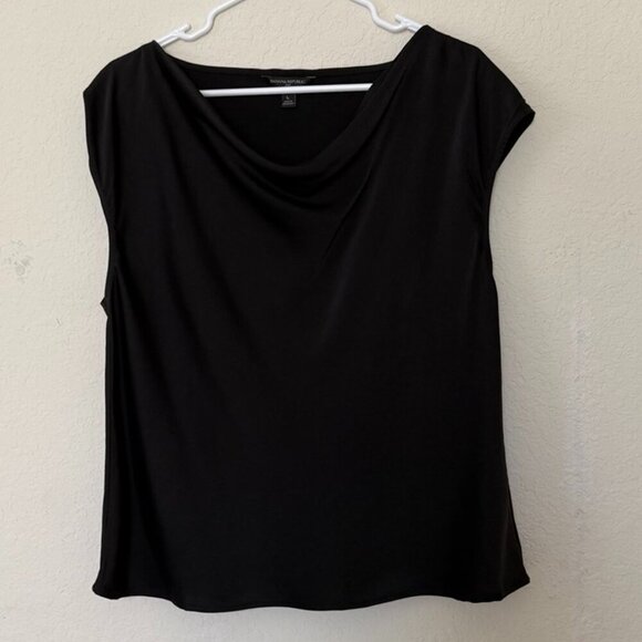 BANANA REPUBLIC BLACK SATIN SLEEVELESS  TOP size L - Picture 5 of 9
